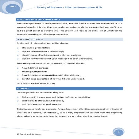 Faculty of business   effective presentation skills
