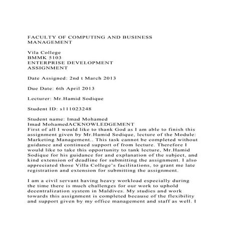 FACULTY OF COMPUTING AND BUSINESS MANAGEMENTVILA COLLEGEBM.docx