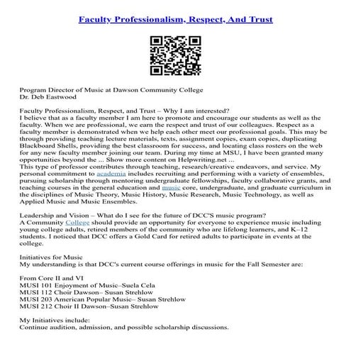 Faculty Professionalism, Respect, And Trust | PDF