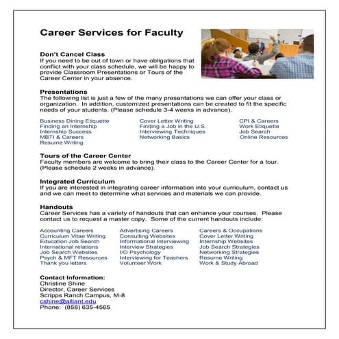 Career Services for Faculty