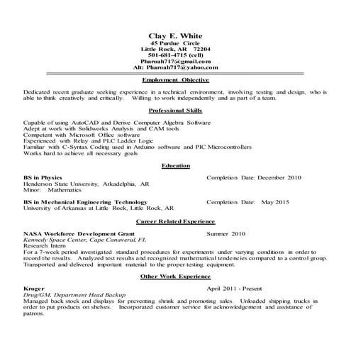 Resume Clay White