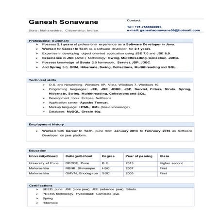 Ganesh Sonawane Resume CIT