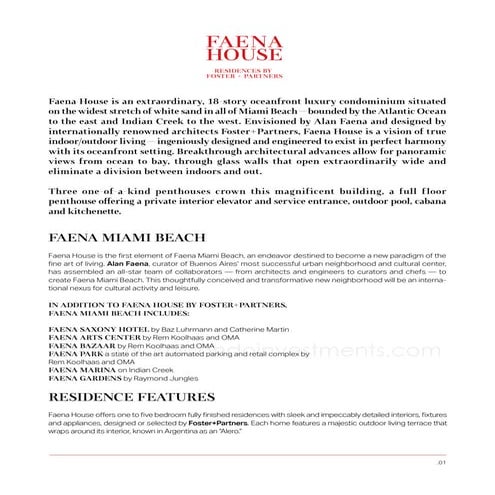 Faena House Miami Beach brochure