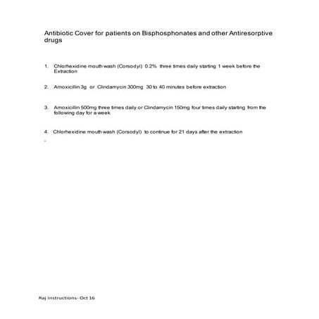 Antibiotic Cover for patient on Bisphosphonates