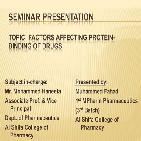 Factors Affecting Protein-Binding of Drugs