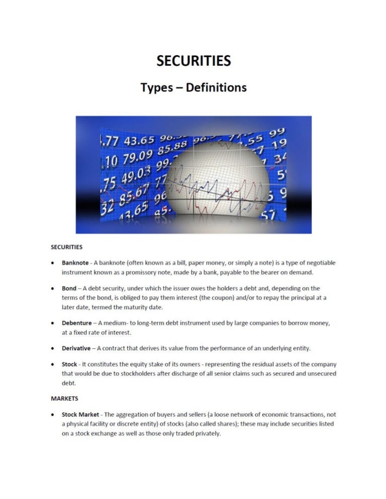 Securities Types Definitions