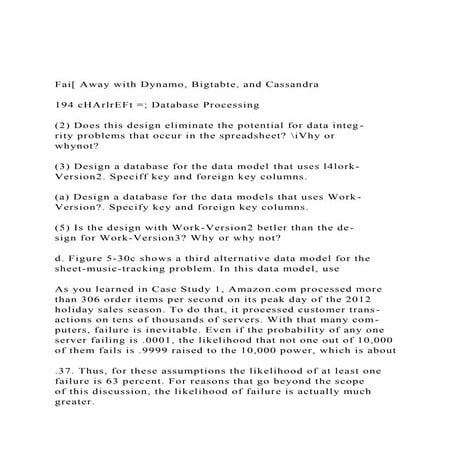 Fai[ Away with Dynamo, Bigtabte, and Cassandra194 cHArlrEF.docx