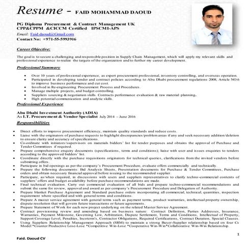 Faid daoud updated cv 19 july 2016