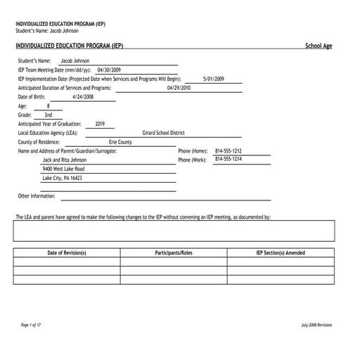 Mock IEP | DOC