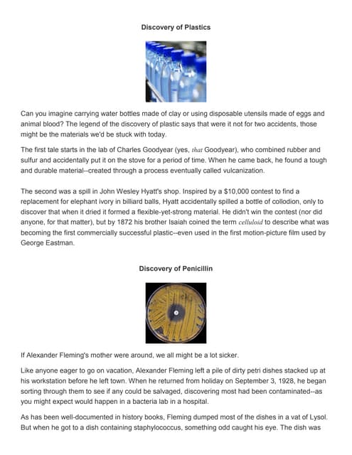 Unexpected Scientific Discoveries - Creative Science | PPT