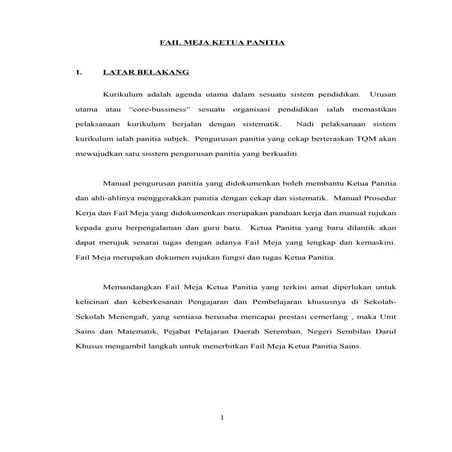 Fail Meja Ketua Panitia TMK