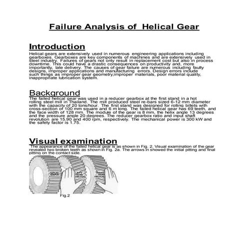 Failure analysis of  helical gear