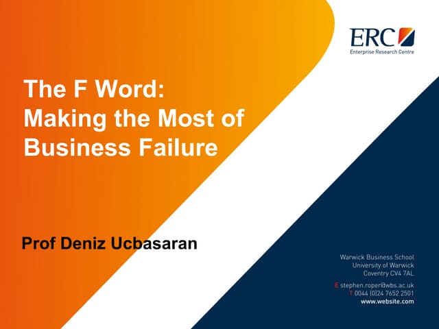 Life after business failure: Recovering from and making the most of business ...