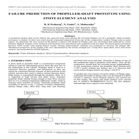 Failure prediction of propeller shaft prototype using finite element analysis