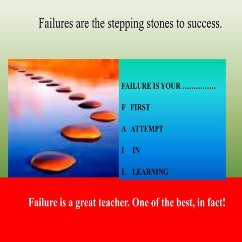 Failures are the stepping stones to success.