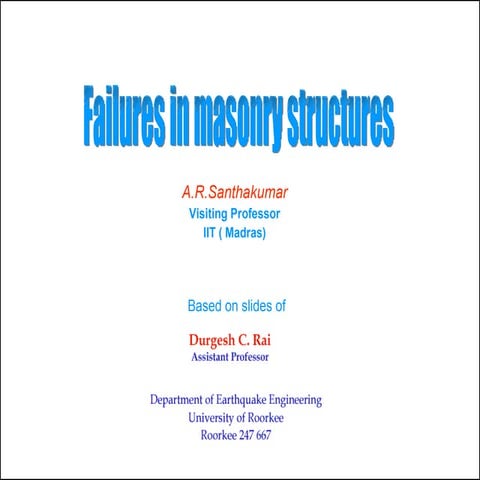 Failures In Masonry Structures Lec 1