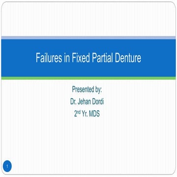 Failures in Fixed Partial Denture