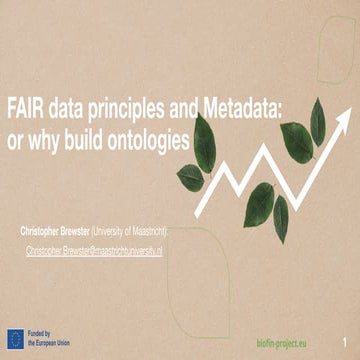 BIOFIN-EU: Training "FAIR Data Principles and Metadata: or Why Build Ontologies"