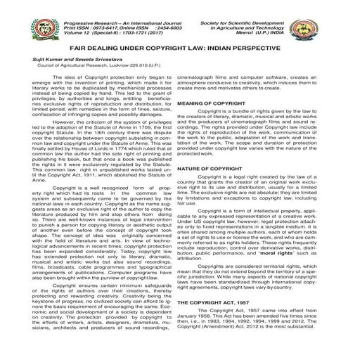 Fair dealing under copyright law indian perspective