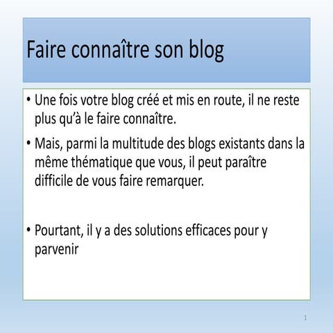 Faire connaitre son blog