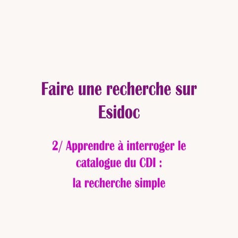 Faire une recherche simple sur E-sidoc | PDF