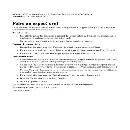 Faire Un Exposé | ODT
