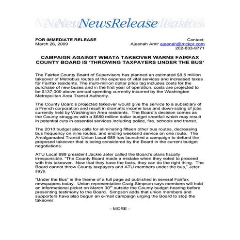 ATU Fairfax County Bus Takeover Release