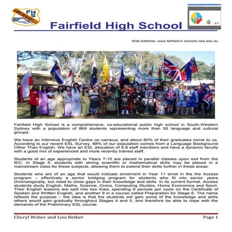 Fairfield High School Handout