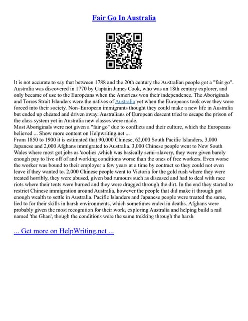 Fair Go In Australia