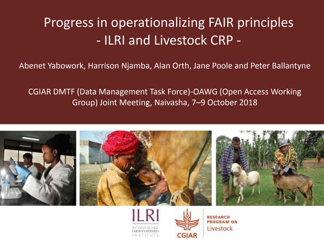 Progress in operationalizing FAIR principles—ILRI and Livestock CRP  