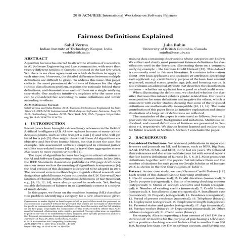 Fairness definitions explained