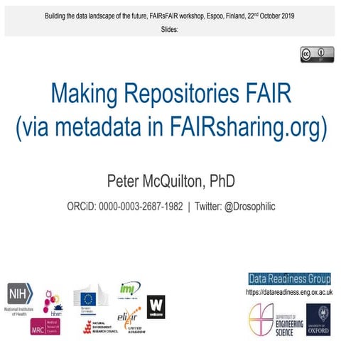 Making Repositories FAIR (via metadata in FAIRsharing.org