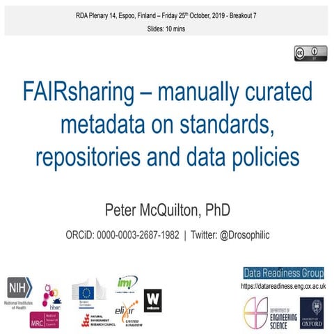 FAIRsharing - manually curated metadata on standards, repositories and data p...