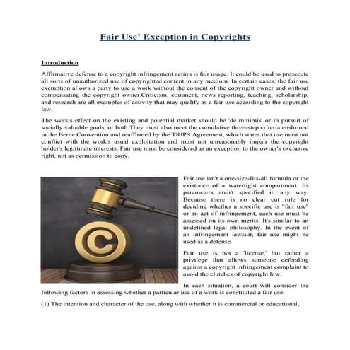 Fair use of copyright | PPT