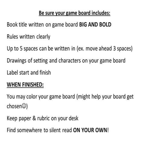 Game Board Requirements