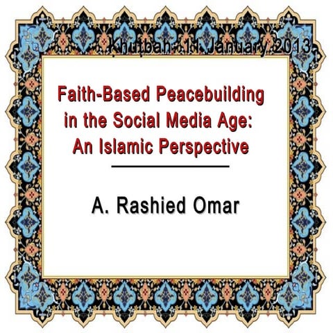 Faith-based Peacebuilding: Slides by Dr. Rashied Omar