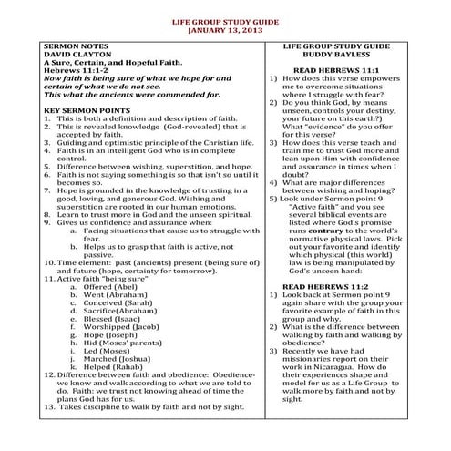 Faith is certain lgg