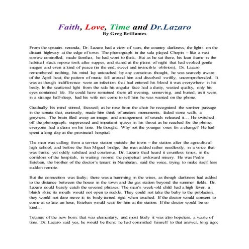 Faith, Love, Time and Dr. Lazaro (Full Story)