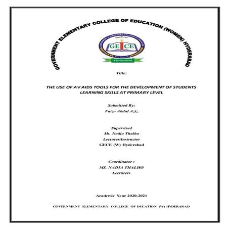   The Use Of Audio Visual Aids For The Development Of Students Learning Skill...