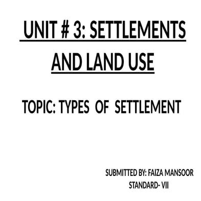 FAIZA MANSOOR presentation on patterns of settlements