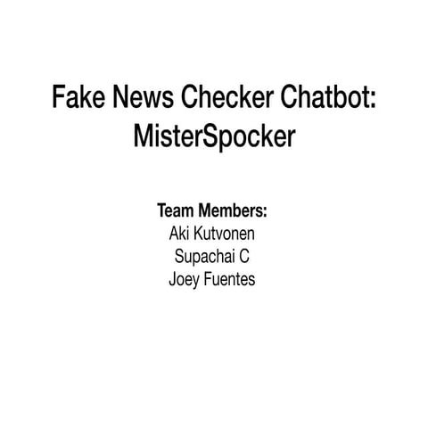 Fake News Checker Chatbot: MisterSpocker