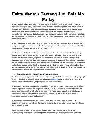 Fakta menarik tentang judi bola mix parlay