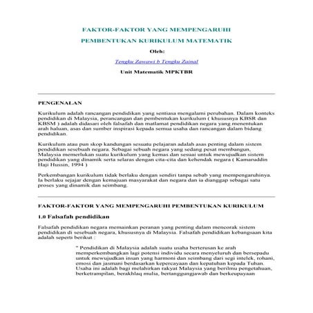 Faktor perubahan kurikulum