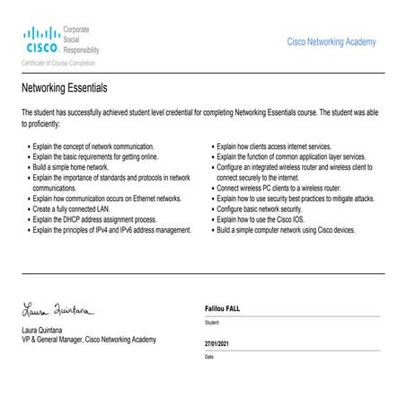 Networking Essentials - CISCO Certificate | PDF