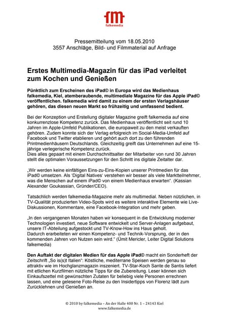 falkemedia iPad PR-Meldung 05 2010 ...
