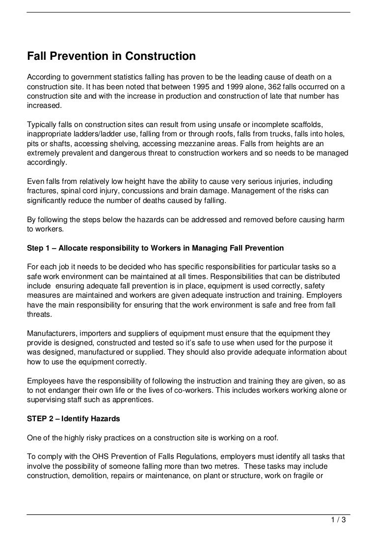 Fall Prevention in Construction