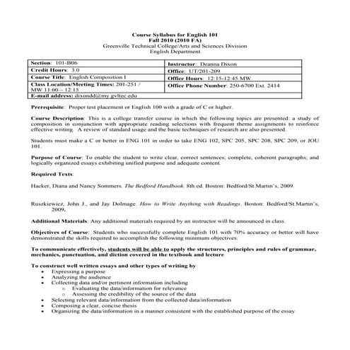 ENG 101-B06 Syllabus