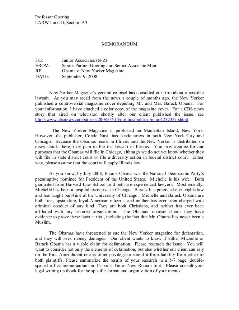 writing memorandum v. assignment yorker Fall new obama 2008 closed memo writing memorandum v. assignment yorker Fall new obama 2008 closed memo