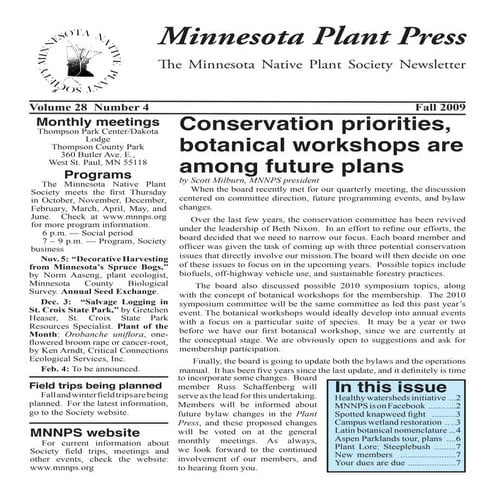 Fall 2009 Minnesota Plant Press