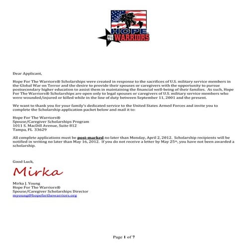 Fall 2012 scholarship application